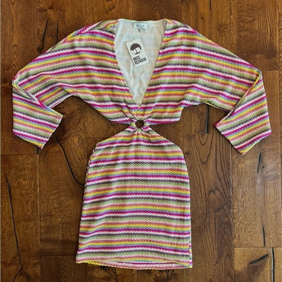 Acoa‎ Cut Out Dress Women S 70s Retro Colorful Mini Boho Bodycon Lined NWT $114 - Picture 4 of 11